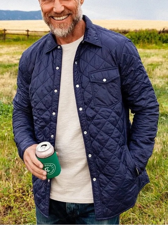 Criquet Other - NEW Criquet Quilted Shacket Navy Blue Mens Navy Buttons Pockets XL - NWT $189